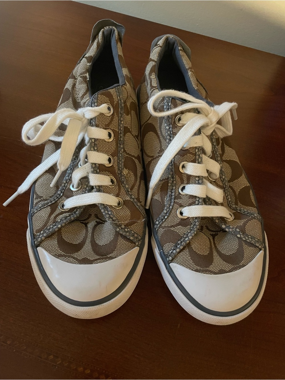 Coach Barrett brown Signature Canvas Low-Top Sneakers with White Accents